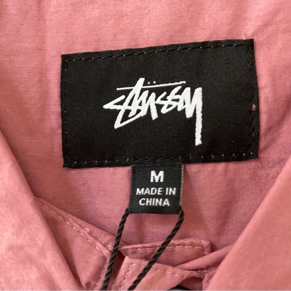 NWT Stussy Men's Berry Color Ranch Long Sleeve Button Down Shirt Size M - Picture 3 of 9